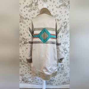 Illusion satin boho patchwork sherry Cassin reversible Teddy coat M